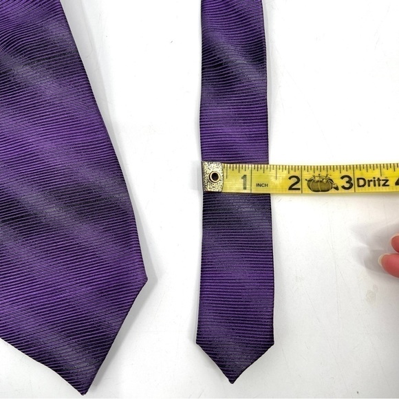AXIST Men's Purple 3" Stripe Retro 100% Silk Tie - Picture 8 of 9
